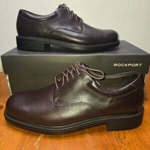 Rockport Big Bucks Margin Men's Dress Flat Shoes Chocolate Leather : 8.5 M (D)